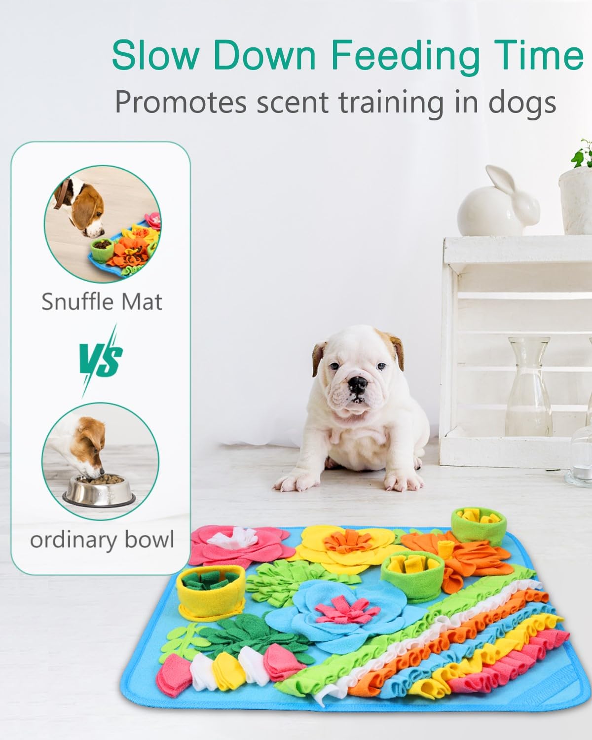 ORIA Snuffle Mat for Dogs, Interactive Slow Feeder & Foraging Mat, Enrichment Puzzle Toys for Boredom, Keep Busy, Treats Feeding Game for Small Medium Dogs, 15.4x15.4 inch