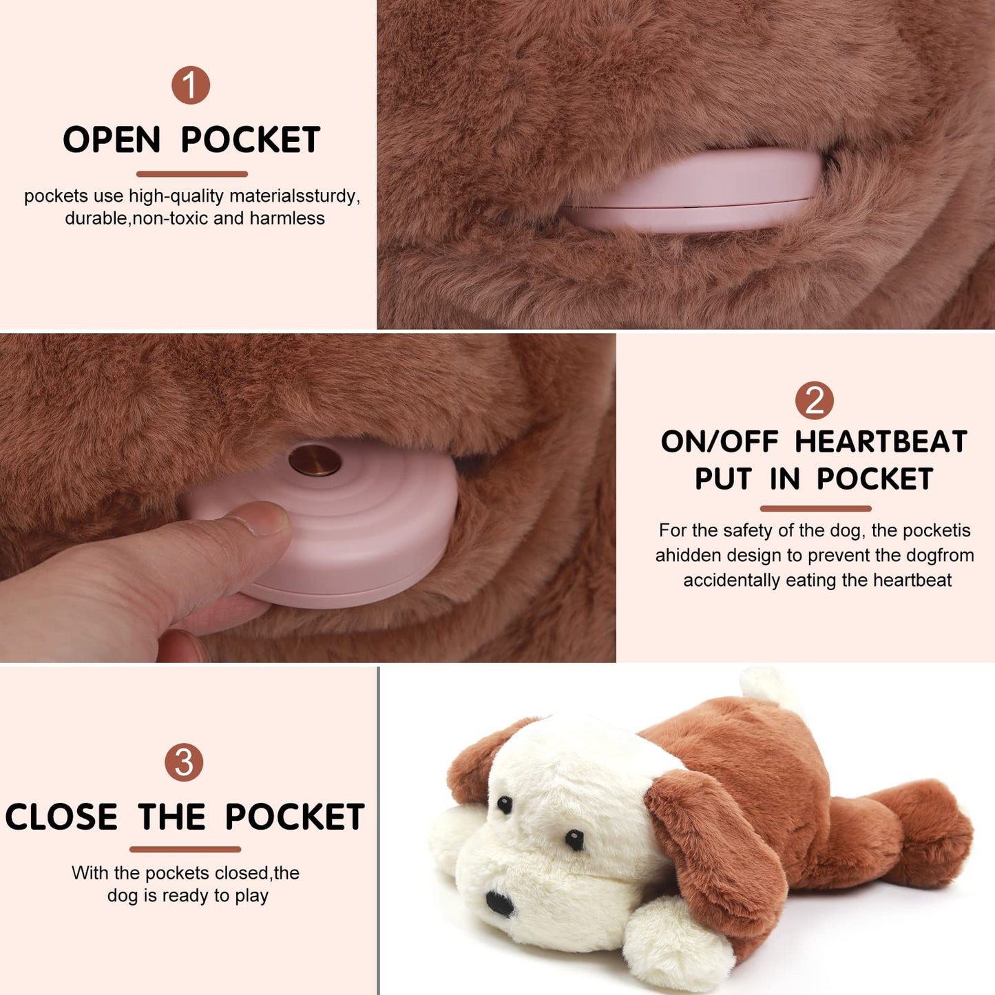 CZTNNZK Heartbeat Puppy Toy for Anxiety Relief Dog Behavioral aid Toy for Puppies Sleep Aid Separation Anxiety Soother for Small Medium and Large Dogs Calming Aid Heartbeat Plush Toys.