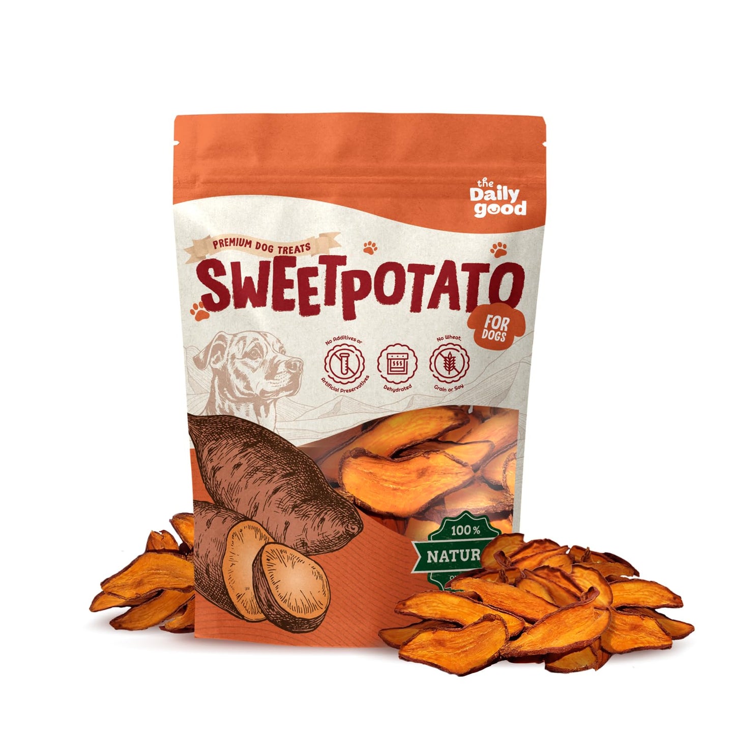 Sweet Potato Chews for Dogs- 100% All-Natural Single Ingredient Dog Treats- Crispy & Crunchy, Hypoallergenic, Grain Free, Easy to Digest, Perfect for Dogs of All Breeds and Sizes, 8 oz