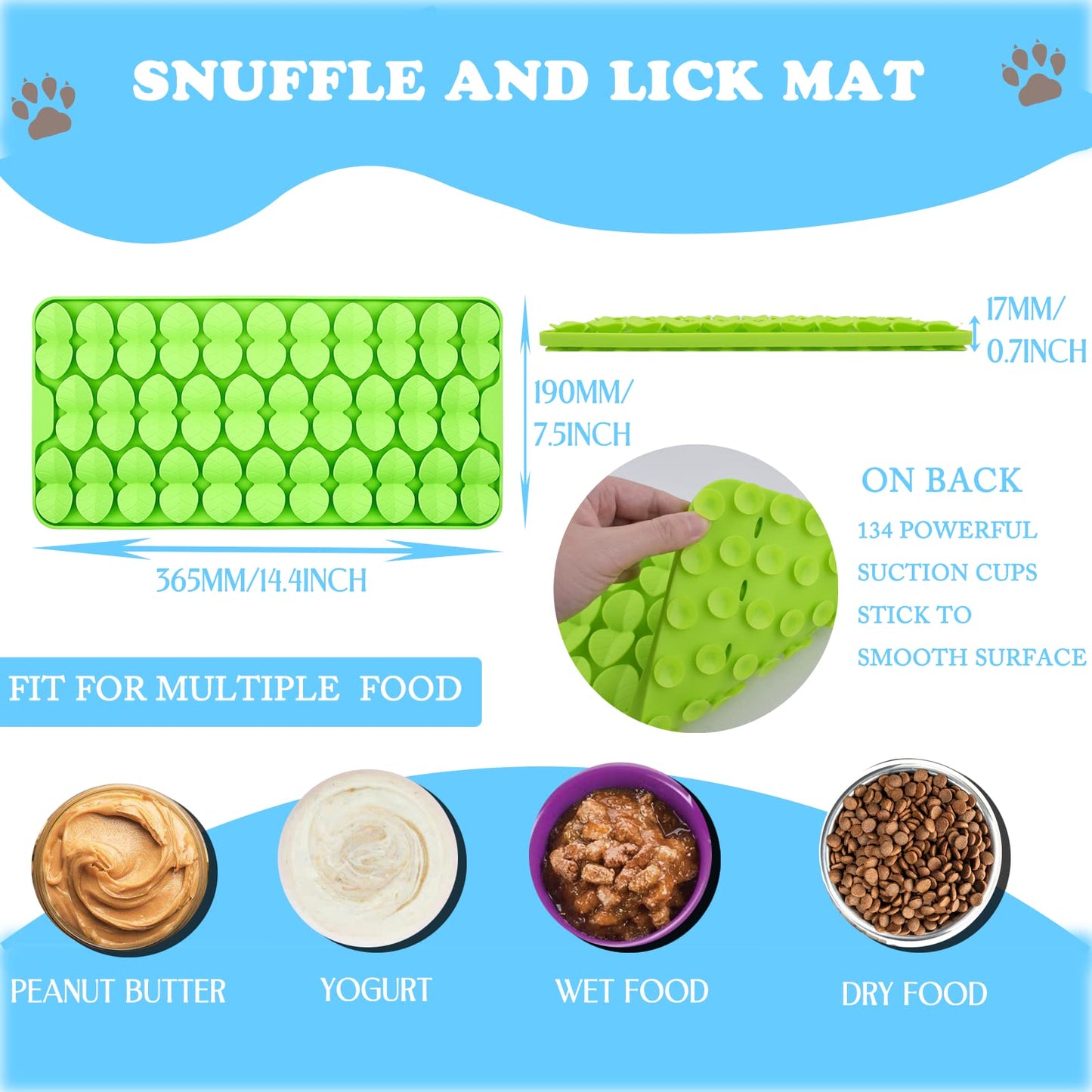 Cdipesp Silicone Snuffle Mat for Dogs Slow Feeder Lick Mat with Suction Cups Dogs Sniff Mat Dogs & Cats Entertainment Toys for Boredom(Green)
