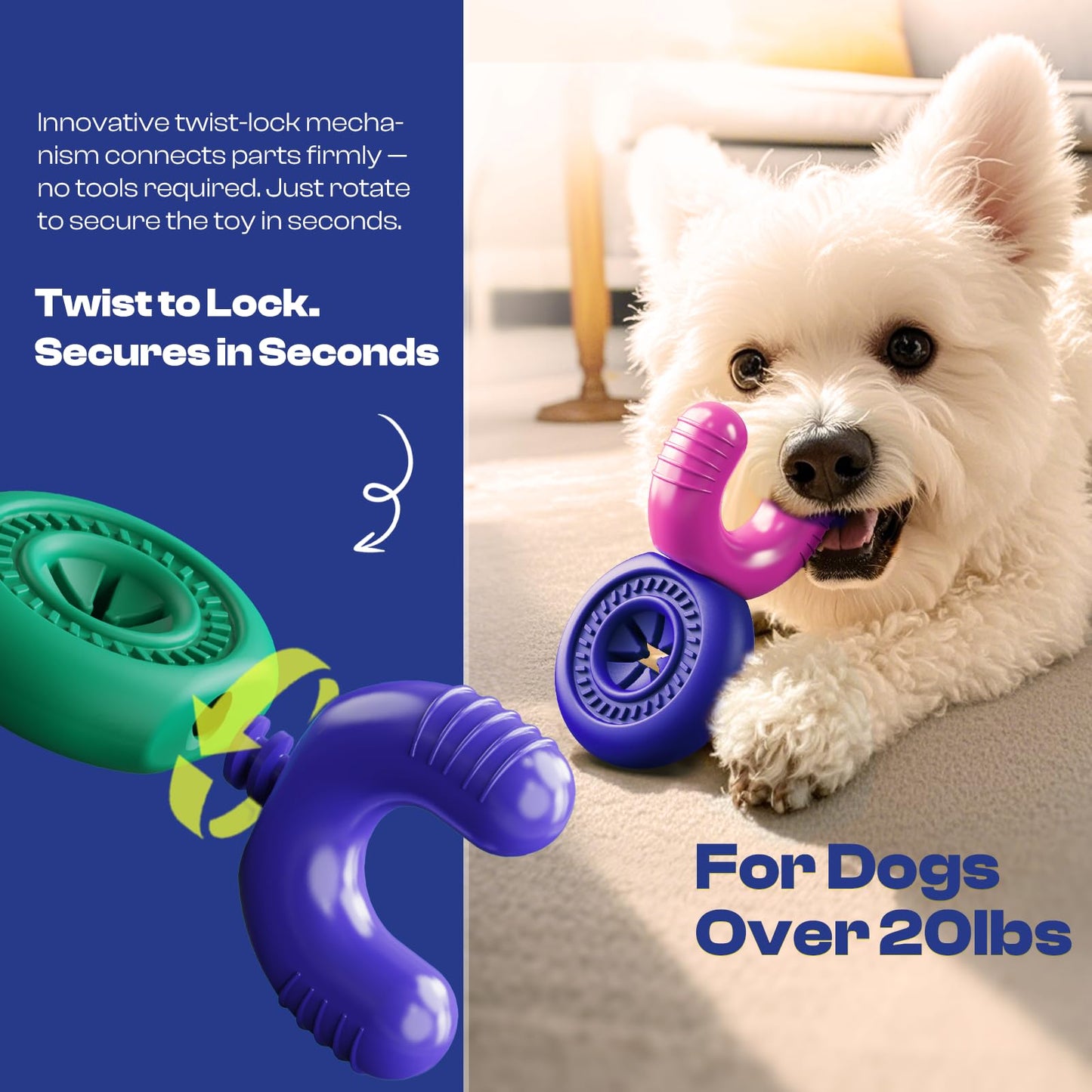 ZHIERDE Treat Dispensing Dog Toys & Bully Stick Holder for Large Dogs