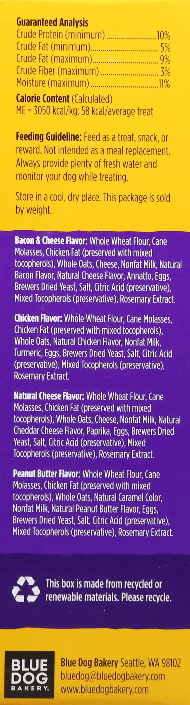 Blue Dog Bakery Natural Dog Treats, More Crunch Large, Assorted Flavors, 18oz Box, 1 Box