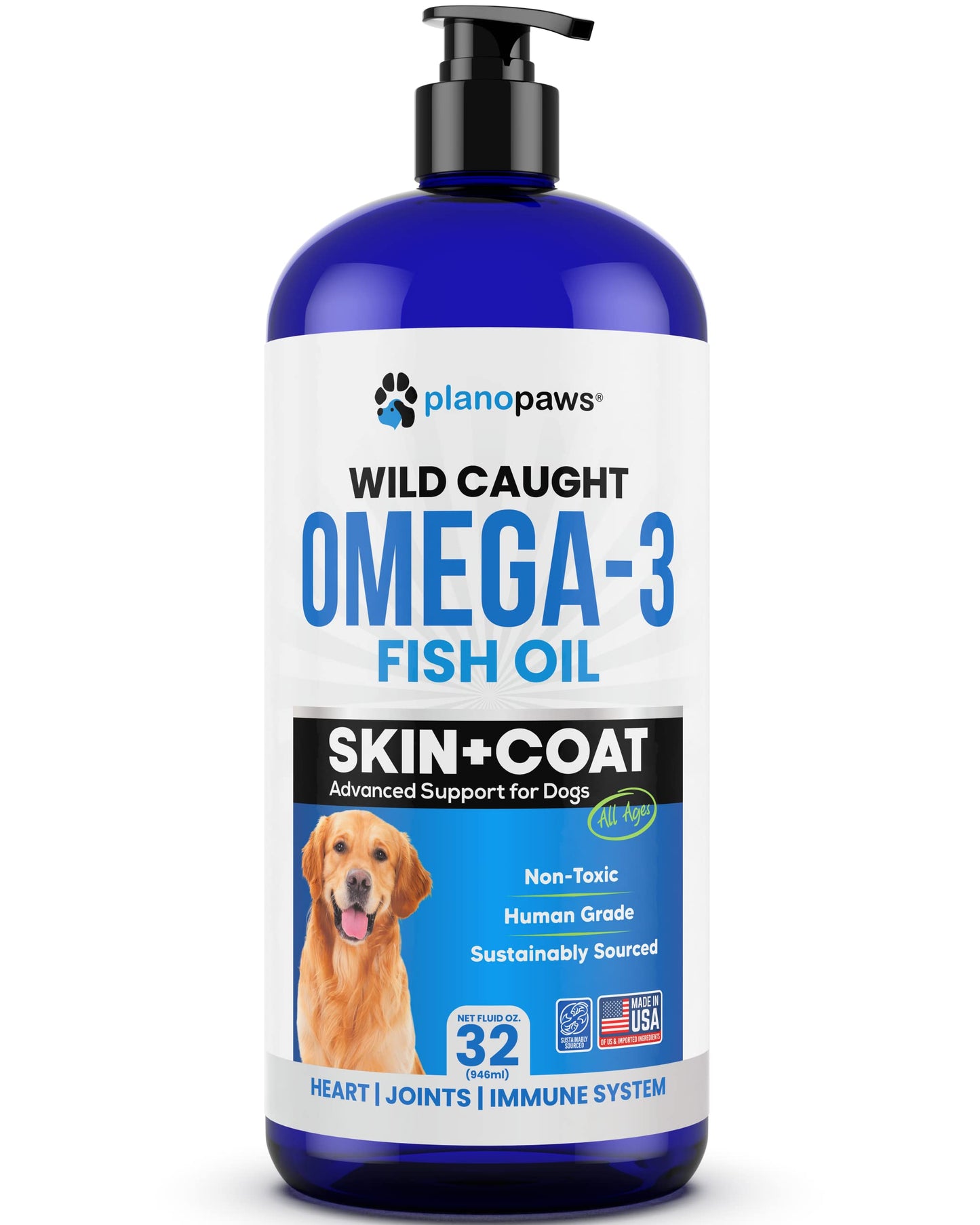 Omega 3 Fish Oil for Dogs - Better Than Salmon Oil - Dog Fish Oil Supplement to Reduce Shedding & Itching - Supports Joints, Brain, and Heart Health - Skin and Coat Supplement - Liquid Fish Oil