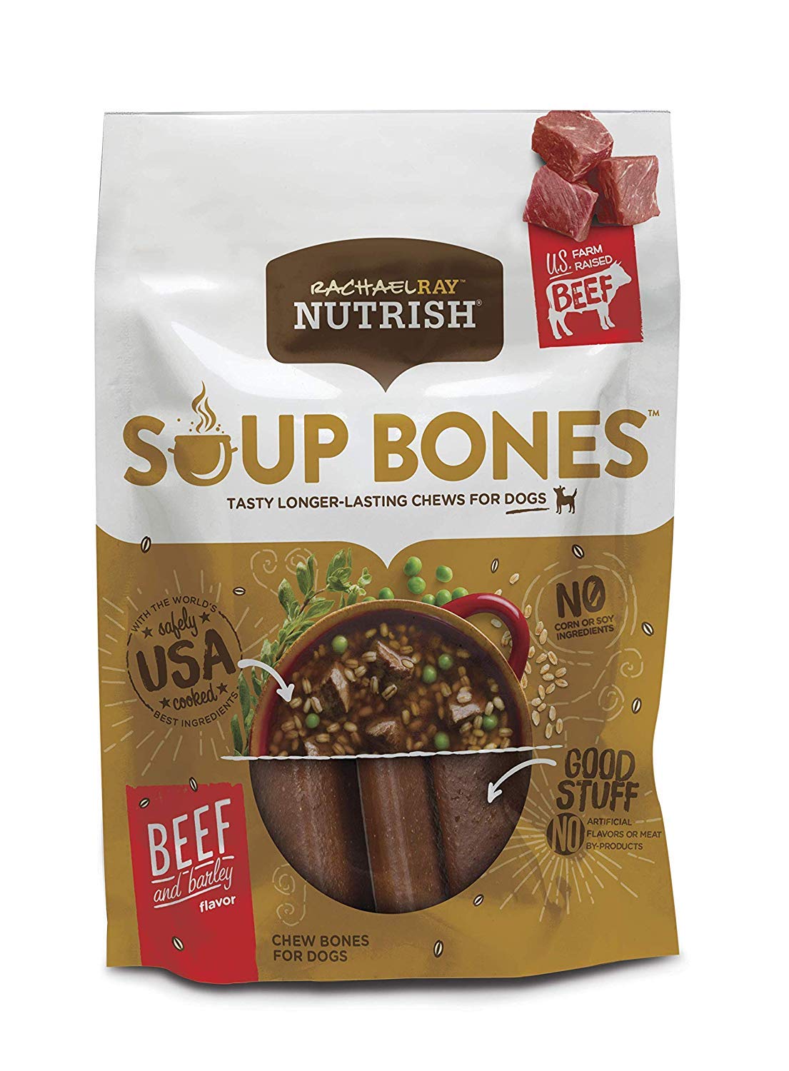 Rachael Ray Nutrish Dog Chews Soup Bones With Real Beef & Barley, 24 Dog Treats