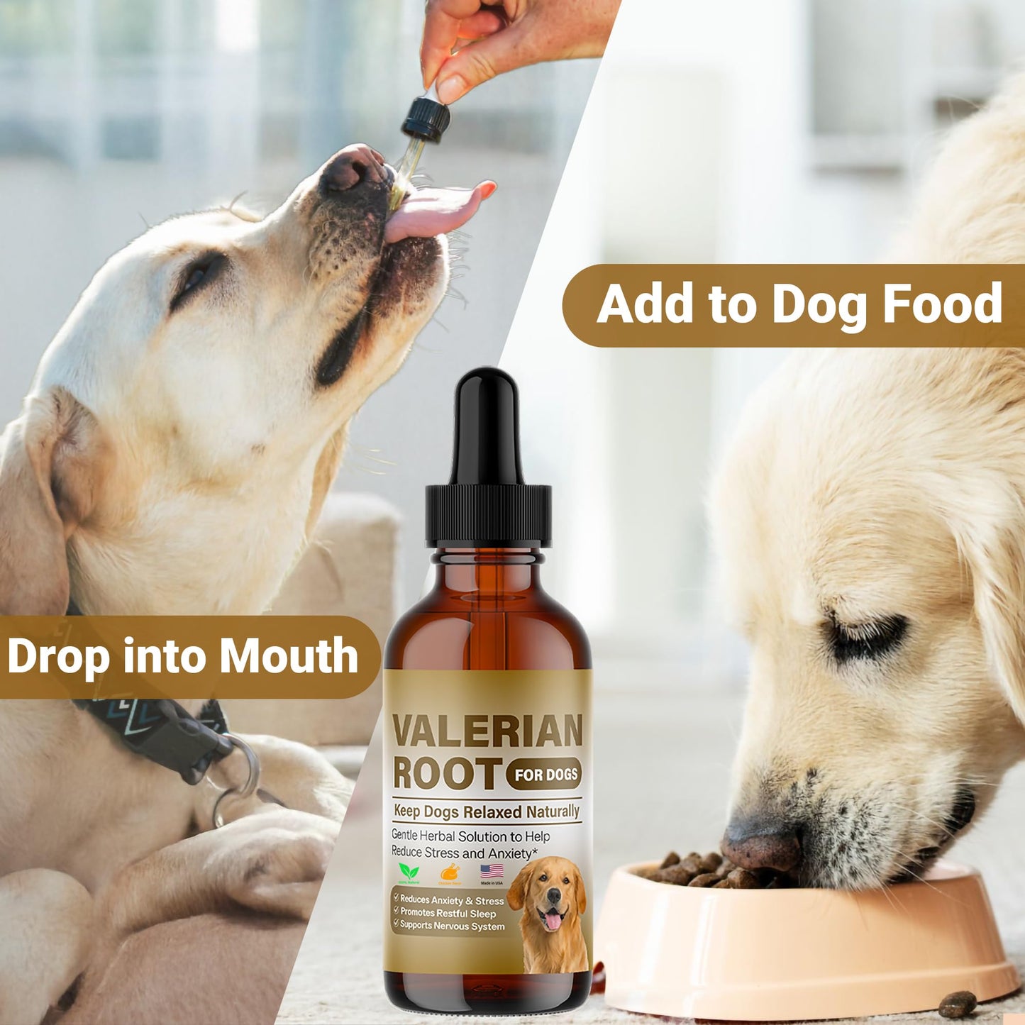Valerian Root for Dogs, Natural Calming Support for Environmental Stress, Vet Visits, Travel & Time Spent Home Alone, Herbal Supplement, 30ml
