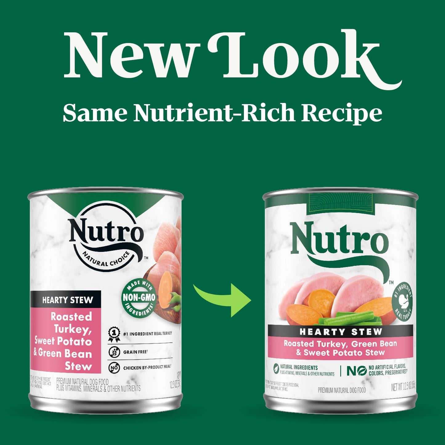 Nutro Hearty Stew Cuts in Gravy Adult Wet Dog Food Turkey Recipe, 12.5 oz Cans (12 Count, Pack of 1)