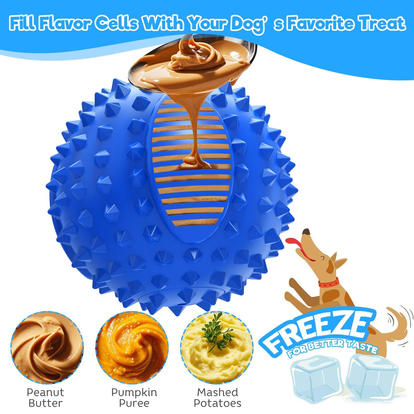 petizer 4" Squeaky Dog Balls for Aggressive Chewers, Durable Interactive Spiky Ball for Teething, Indestructible Rubber Dog Chew Toys, Tough Pet Toys for Small, Medium & Large Breeds