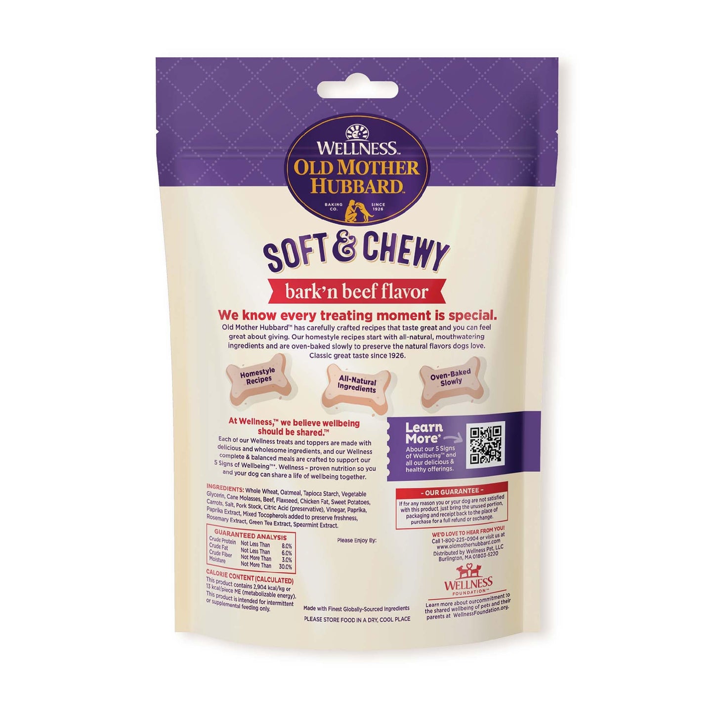 Old Mother Hubbard Wellness Soft & Chewy Bark'n Beef Dog Biscuits, Natural, Training Treats, Beef & Sweet Potato Flavor, Mini Size, (8 Ounce Bag)