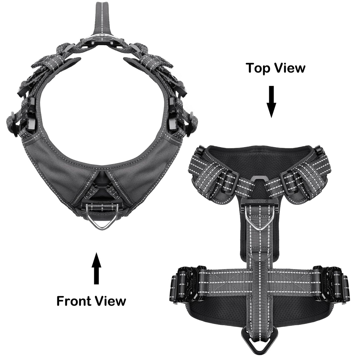 JUSTYEZI Essential Dog Harness with 3 Leash Clips - No-Pull, Adjustable, Comfortable Pet Vest Harness for Small to Large Dogs - Easy On, No Choke, Reflective, Padded Harness for Walking and Training