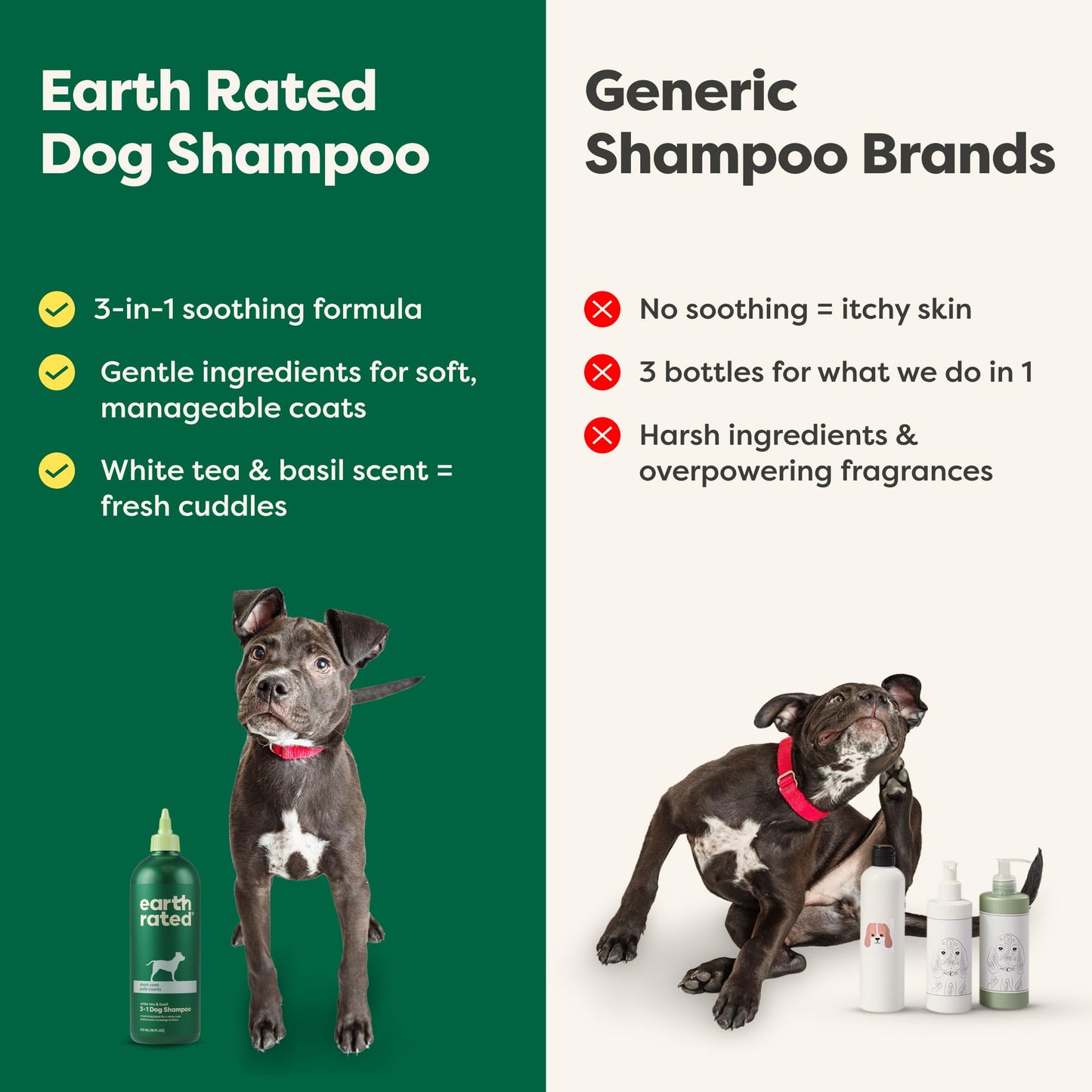 Earth Rated 3-in-1 Soothing Dog Shampoo and Conditioner, Deodorizing Oatmeal Shampoos for Dogs and Puppies, Great for Smelly Pets, White Tea and Basil Scent, 16 oz