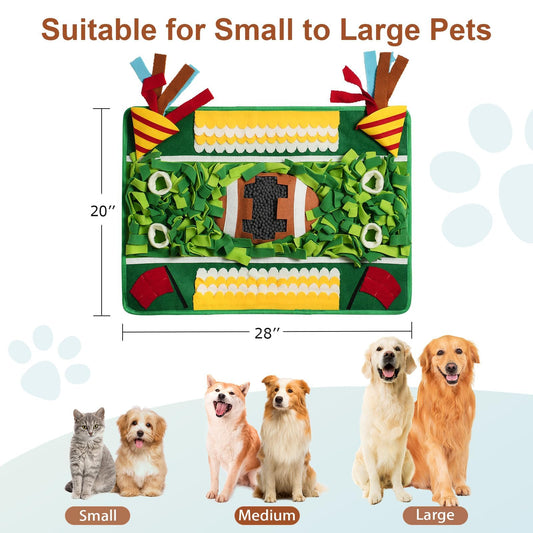 Snuffle Mat for Dogs Large Breed,28'' x 20'' Football-Themed Dog Sniffing Feeding Mat for Boredom&Smell Training and Slow Eating,Interactive Dog Puzzle Toys Encourages Foraging Skills (Medium)
