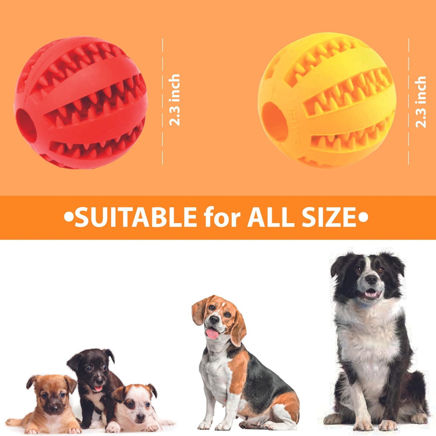 Interactive Dog Toys for Aggressive Chewers, Durable Puzzle Treat Balls (2 Pack), Puppy Teething Chew Balls, Small, Medium & Large Dogs, Teeth Cleaning & Brain Stimulation