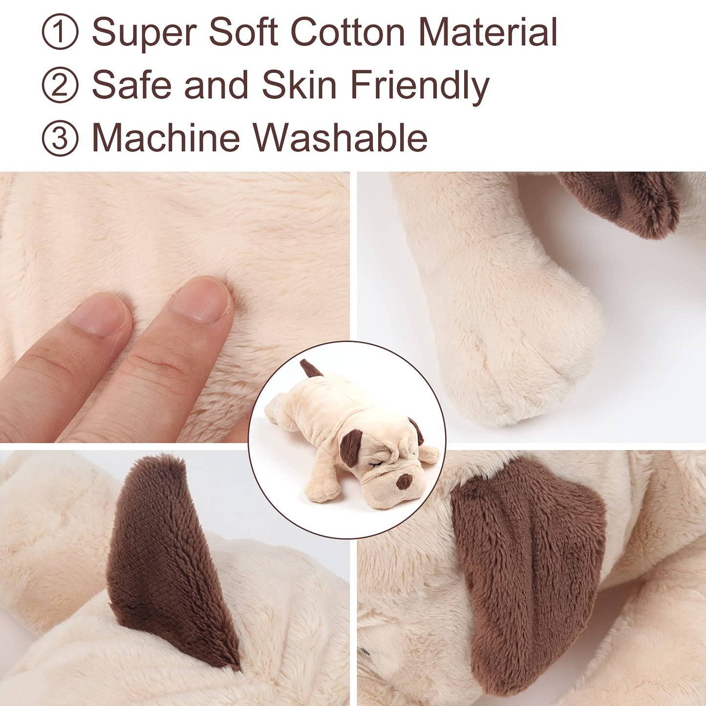 OKAMDERT Heartbeat Puppy Toy,Puppy Separation Anxiety Toy, Puppy Behavioral Training Aid for Dog Sleep Aid Plush, Pet Companion Smart Dog Toys,Beige
