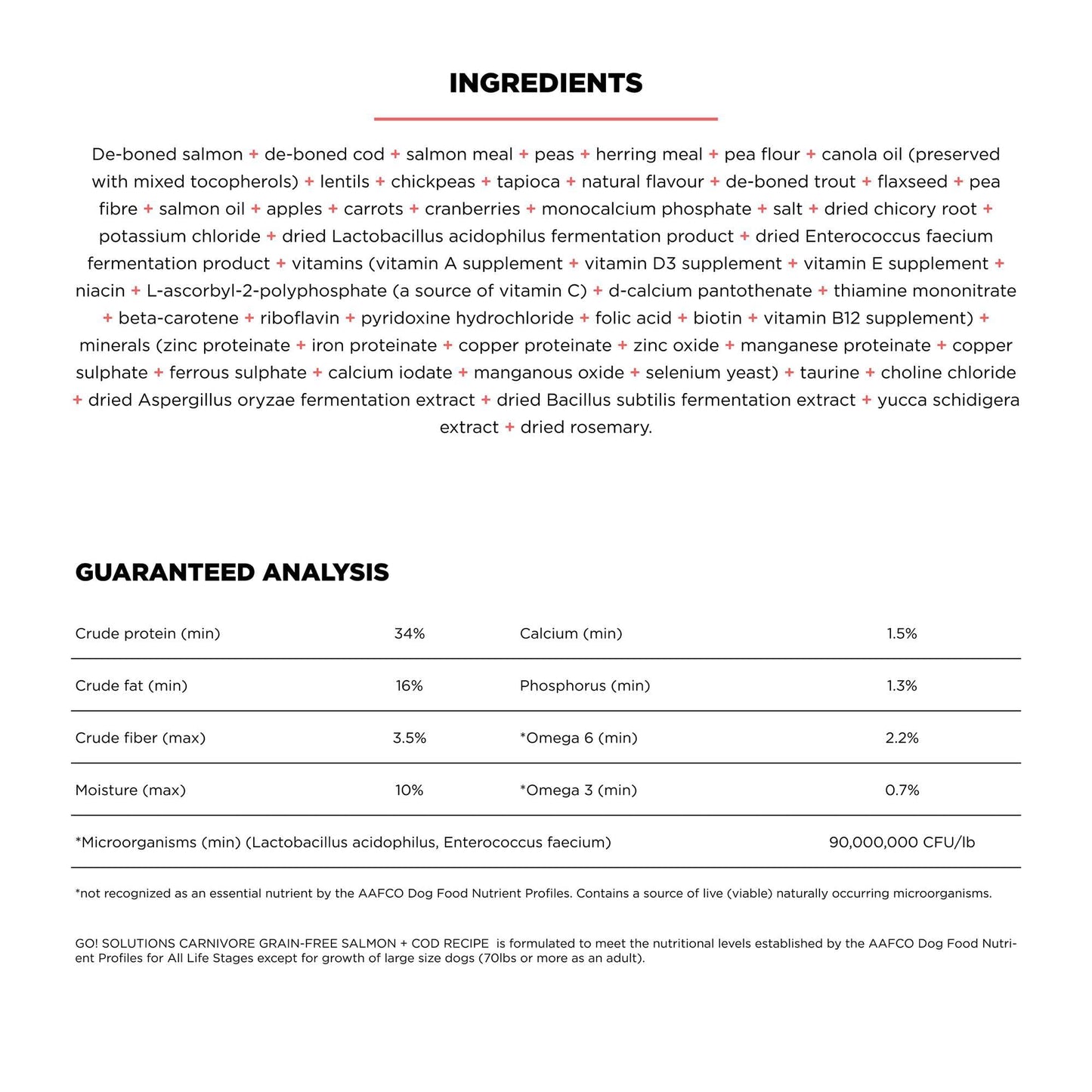 Go! Solutions Carnivore, Grain-Free, Protein Rich Dry Dog Food, Salmon and Cod Recipe, 3.5 lb Bag