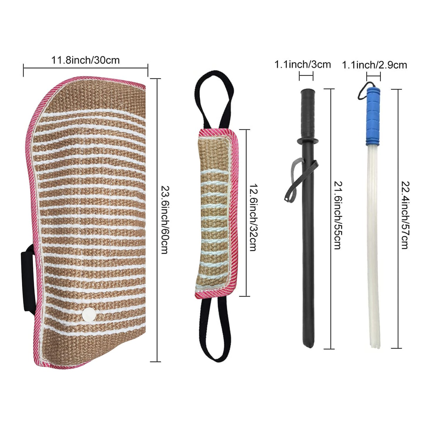 Professional Dog Bite Training Set - Tough Dog Bite Sleeve, Protection for K9, Pitbull, German Shepherd (4 Pack)