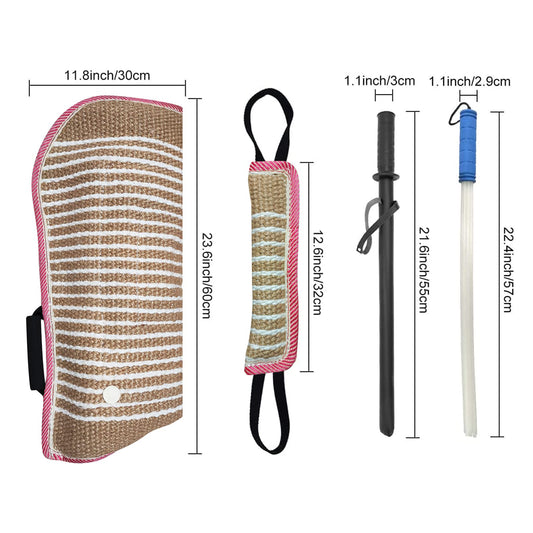 Professional Dog Bite Training Set - Tough Dog Bite Sleeve, Protection for K9, Pitbull, German Shepherd (4 Pack)
