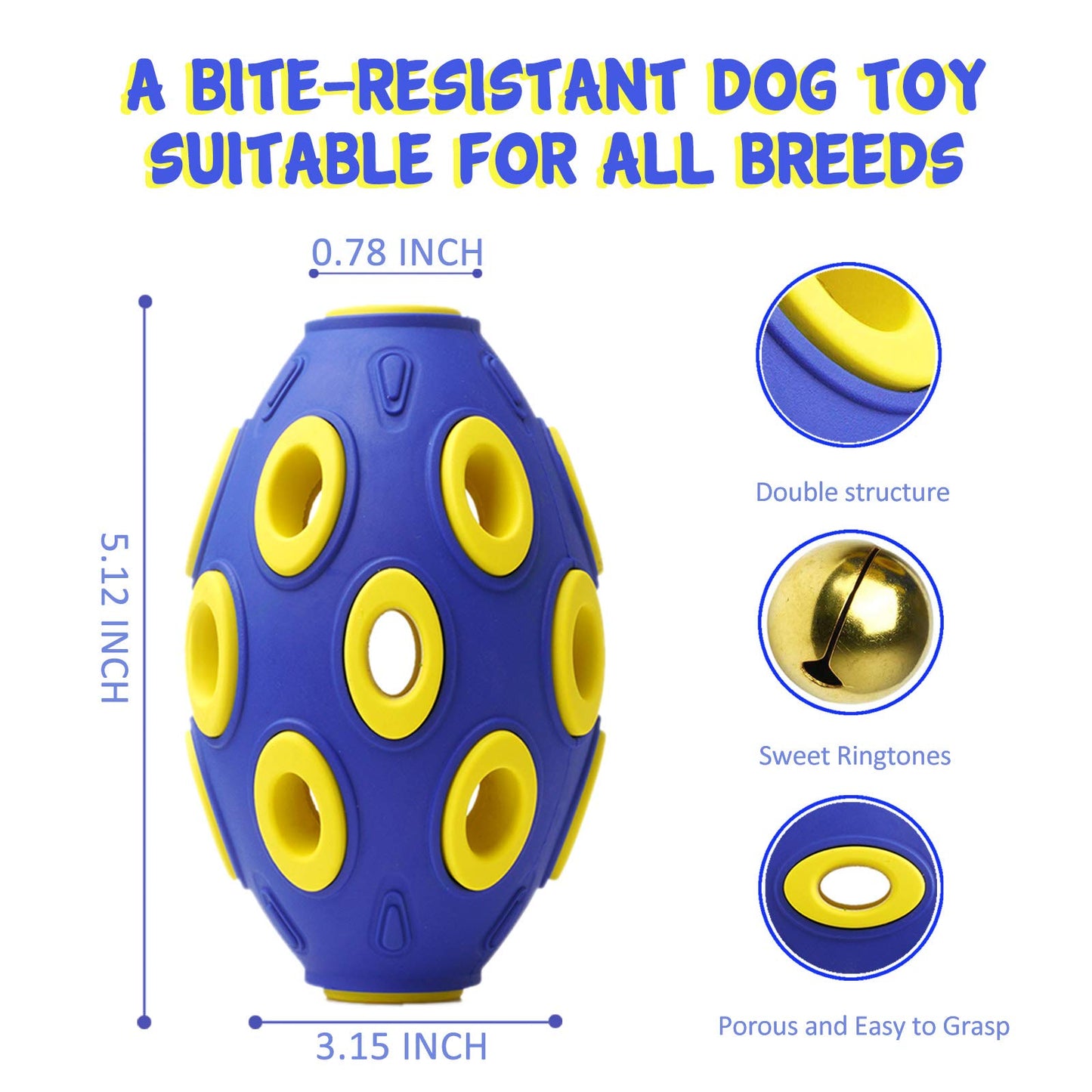 FONPOO Treat Dispensing Dog Toys - Squeaky Dog Toys for Aggressive Chewers - Tough Interactive Fetch Tennis Balls Toys for Medium Large Breed