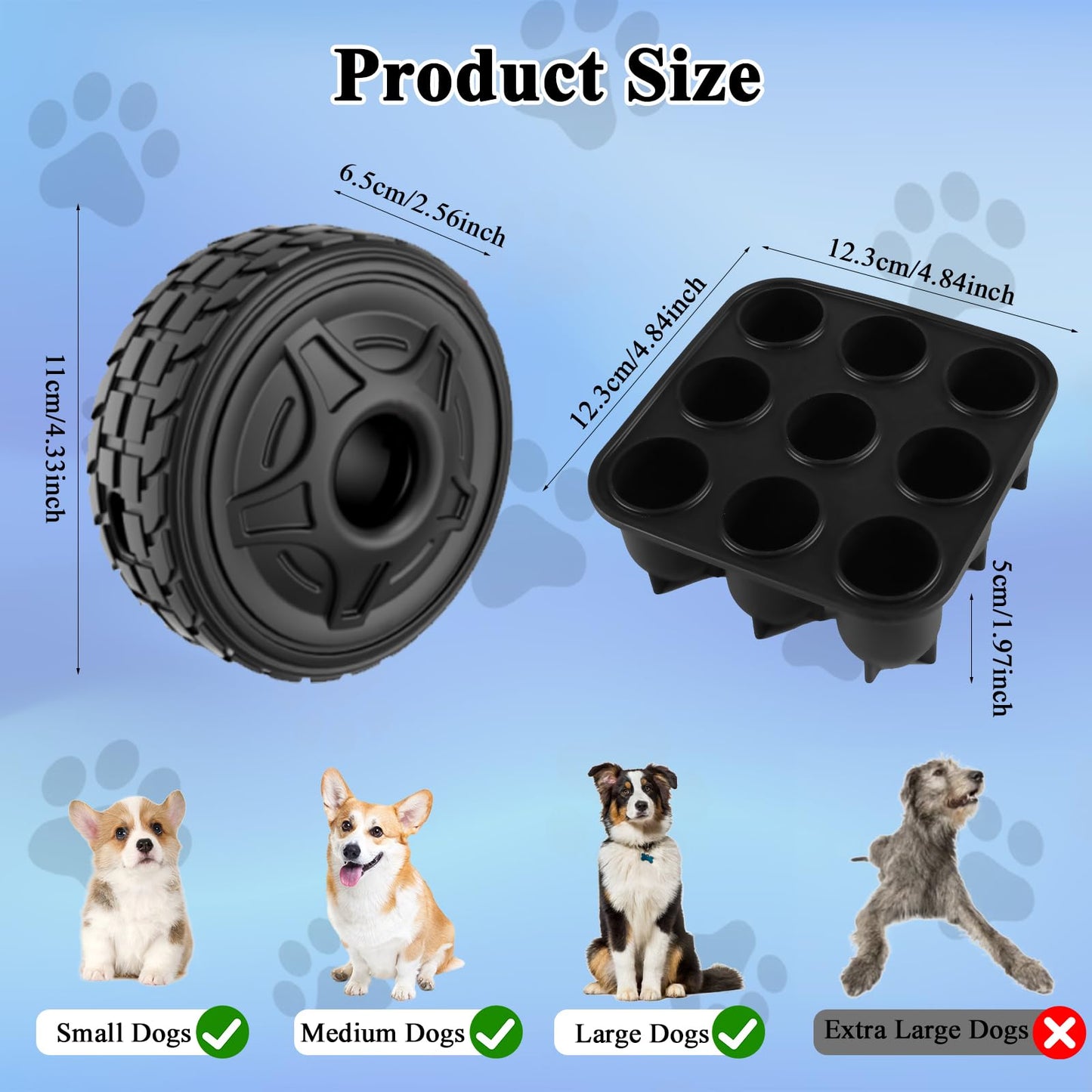LUPAPA 4-in-1 Dog Entertainment Toy, Frozen Treat Toy for Dog, Bully Stick Holder, Treats Distribution Puzzle Tire Toys to Keep Busy, Chew Toys for Aggressive Chewers (Black)