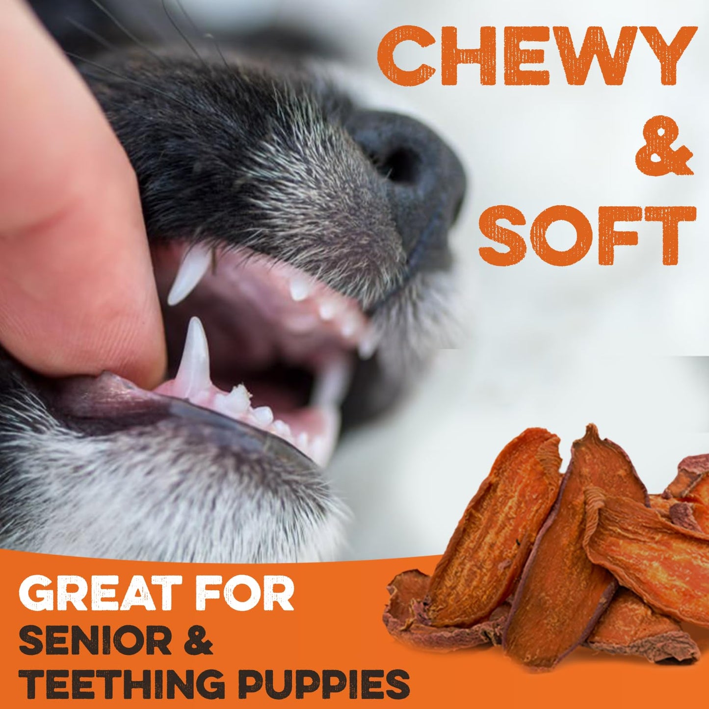 Sweet Potato Slices For Dogs - Soft & Chewy - Single Ingredient Dog Treats, Healthy 100% Natural Sweet Potato Dog Treats With No Added Preservatives - Softer & Great For Puppies Or Senior Dogs (8oz)