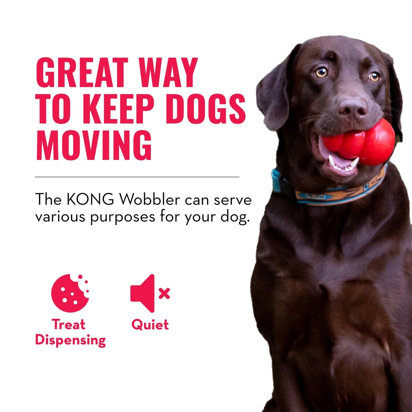 KONG Wobbler - Interactive Dog Toy for Treat Dispensing - Dog Slow Feeder for Healthy Eating - for Medium/Large Dogs