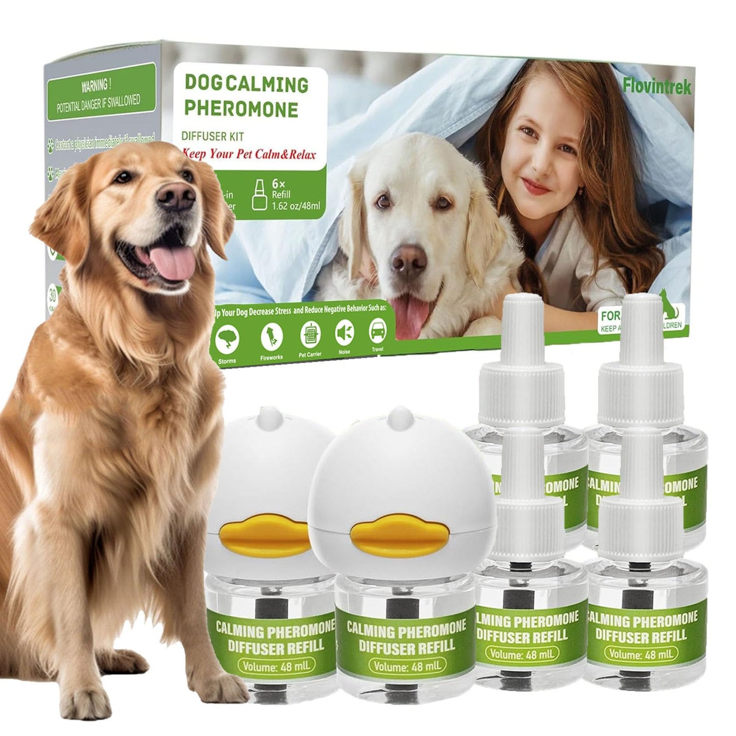 Dog Calming Diffuser Pro Kit - Pheromone Diffuser for Dogs to Reduce Anxiety, Barking, Aggression & Indoor Stress (2 Diffusers + 6 Refills