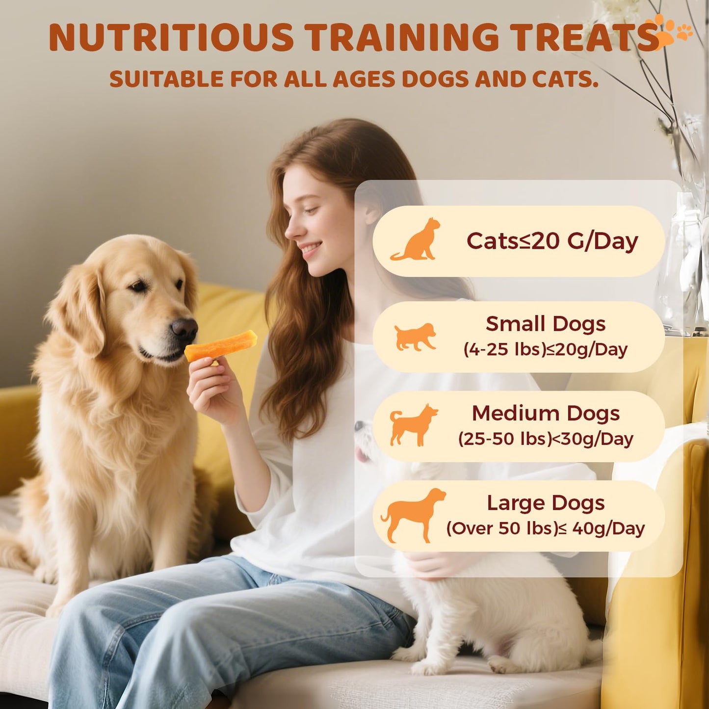 Sweet Potato Dog Treats for Small Medium & Large Dogs, Single Ingredient Healthy Natural Low Fat Dog Chews, Vegan Soft Puppy Training Snacks, Grain Free Rawhide Free Gluten Free, 10.58oz