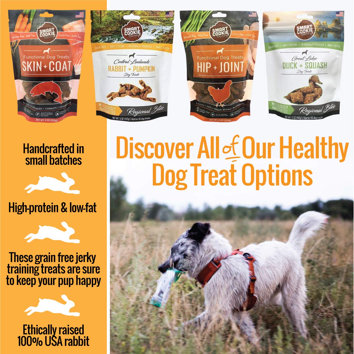 Smart Cookie Single Ingredient Rabbit Jerky Dog Treats - Bite Size Training Treats for Dogs and Puppies with Allergies and Sensitive Stomachs - Dehydrated, 100% Meat, Made in USA - 3oz, Pack of 1