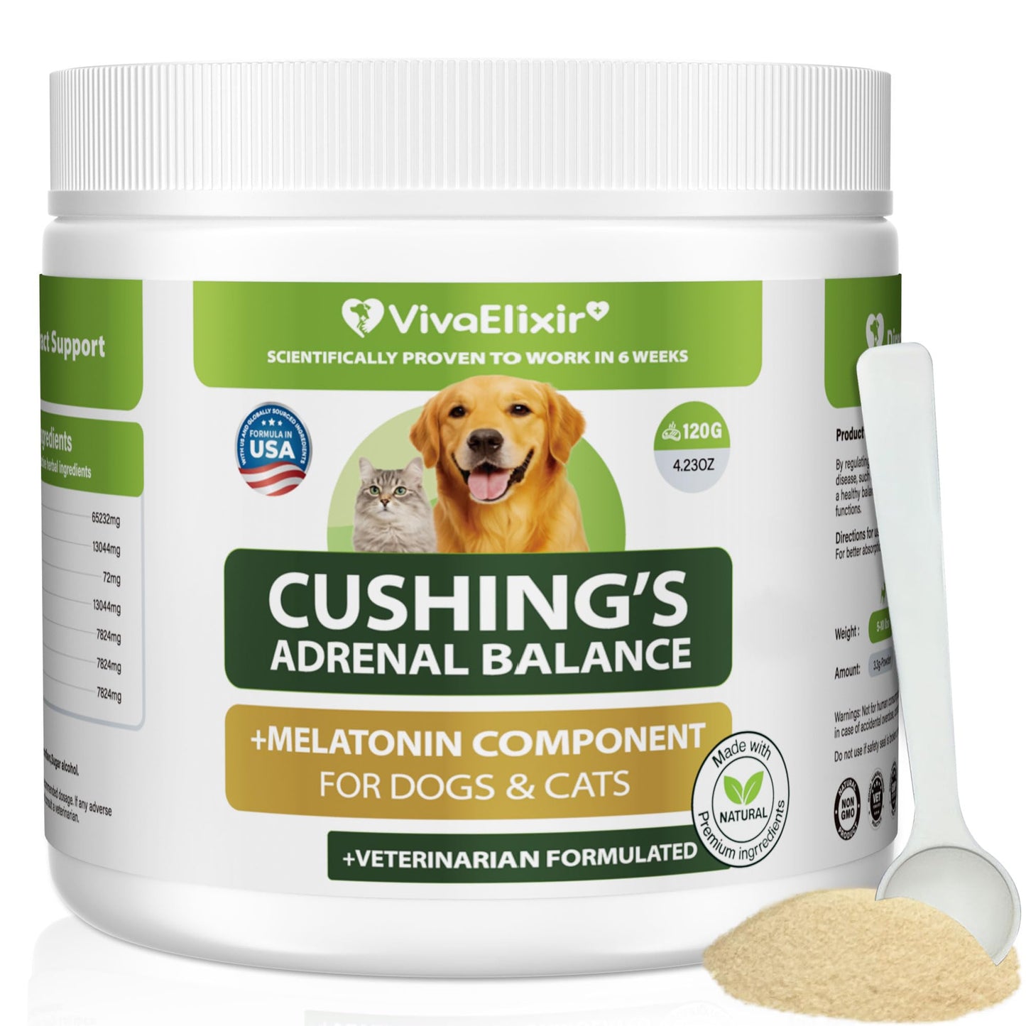 Canine Cushing's Support –Supports adrenal and cortisol balance, helps relieve thirst, urination, and kidney health | Veterinary formula with melatonin, ashwagandha, Astragalus, and milk thistle, 120g
