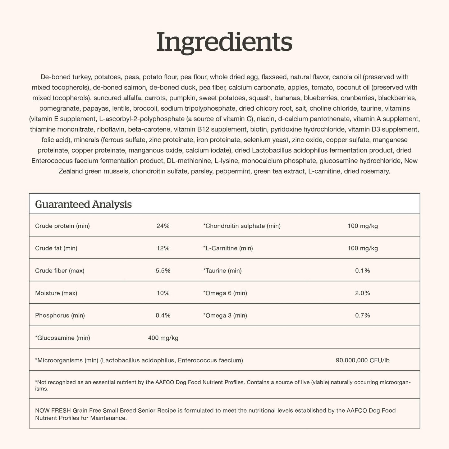 Now Fresh Grain-Free Small Breed Senior Dry Dog Food with Turkey, Salmon & Duck, Premium Kibble Made with Real Meat & Fish, Chicken-Free, Added Glucosamine & Chondroitin for Healthy Joints, 3.5 lb Bag