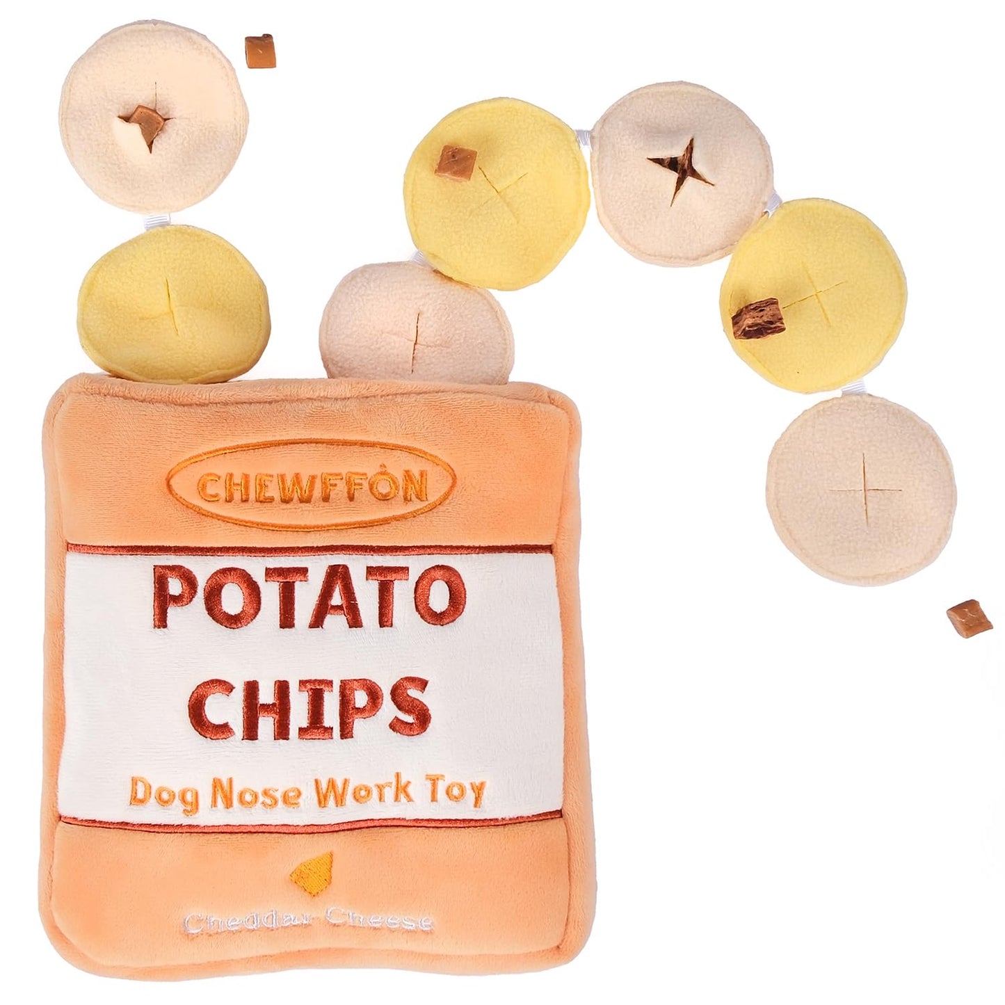 CHEWFFON Dog Enrichment Puzzle Toys, Interactive Snuffle Crinkle Treat Toy for Boredom and Mental Stimulating, Nose Work Potato Chips Dog Toy for Small, Medium and Large Dogs