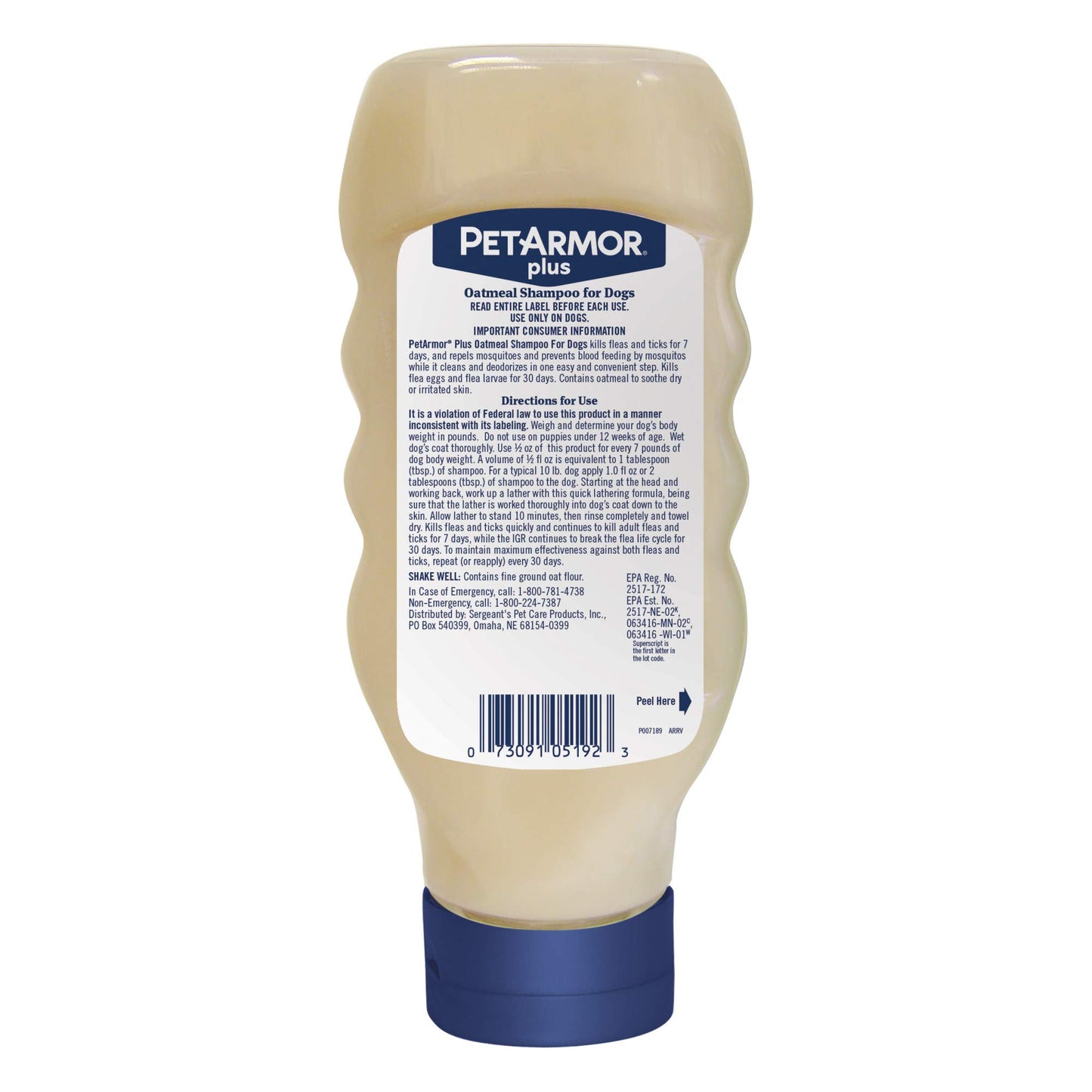 PetArmor Plus Flea and Tick Shampoo for Dogs, Oatmeal Flea Shampoo Kills Fleas, Ticks, and More, Tropical Breeze Scent, 18oz