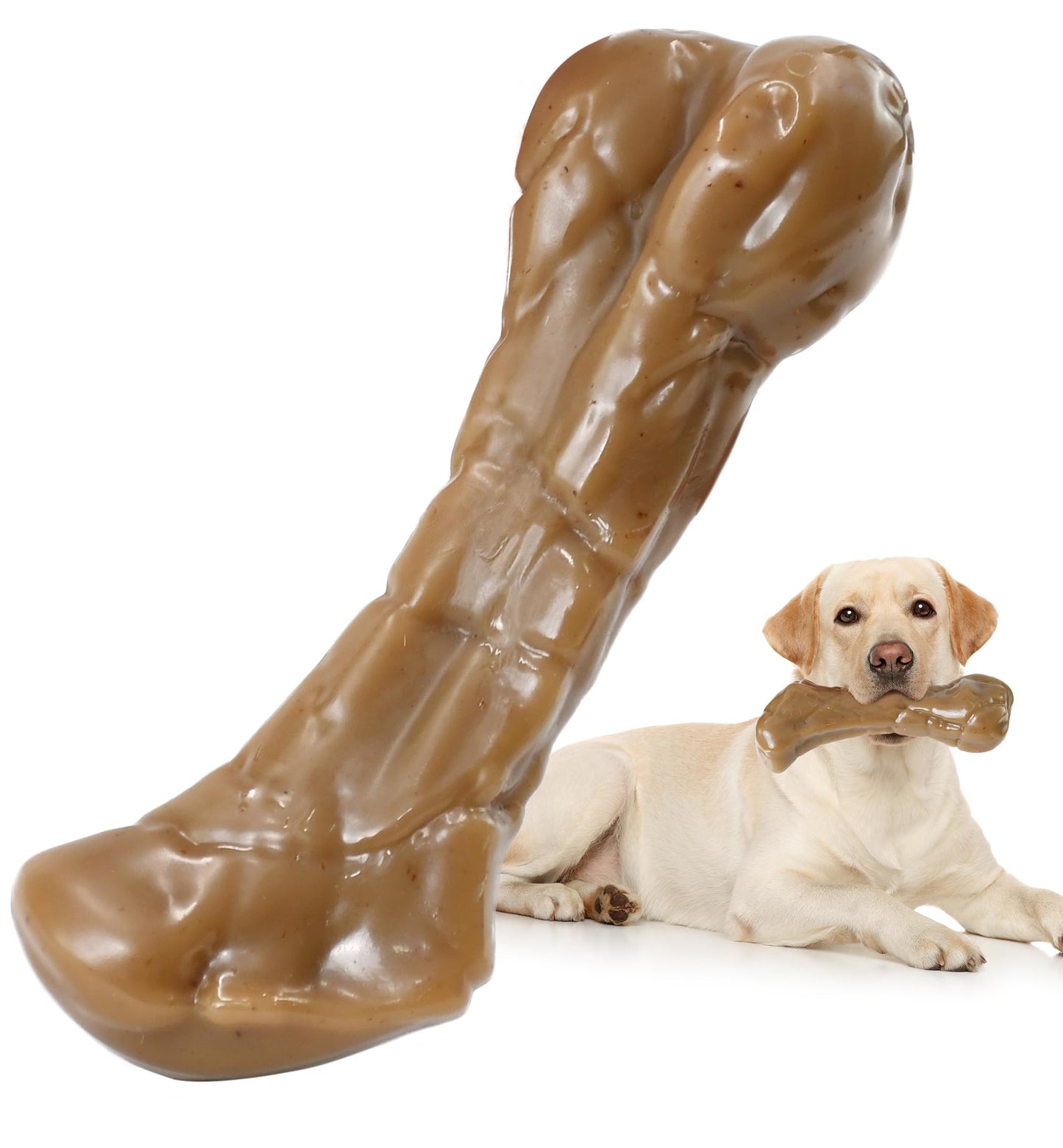 IPTPAS Tough Dog Chew Toy Infused with Real Cowhide, Long-Lasting Beef Flavor, Indestructible Nylon Bone Toy for Aggressive Chewers, Dental Care, Multiple Size Options for All Breeds (Large)