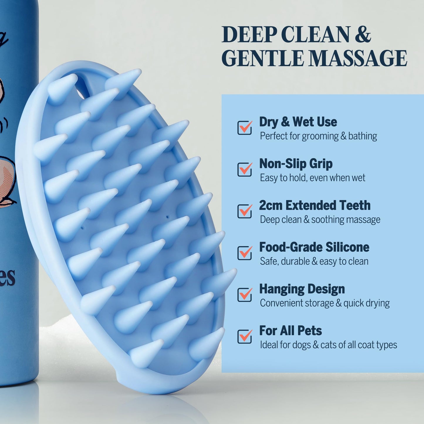 FLYDOG Itchy Skin Relief Shampoo for Dogs & Cats - Natural Herbal, Hypoallergenic with Soothing Brush, Moisturizes Dry Skin, Controls Flaking & Odors, Reduces Shedding