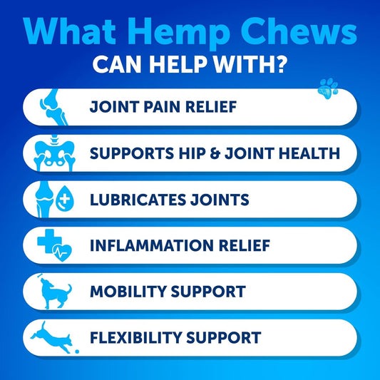 Hemp Calming Chews + Hip and Joint Supplement for Dogs Bundle - Dog Calming Chews - Dog Anxiety Relief Treats - Dog Joint Pain Relief Treats - Hip and Joint Support - Glucosamine for Dogs - MSM