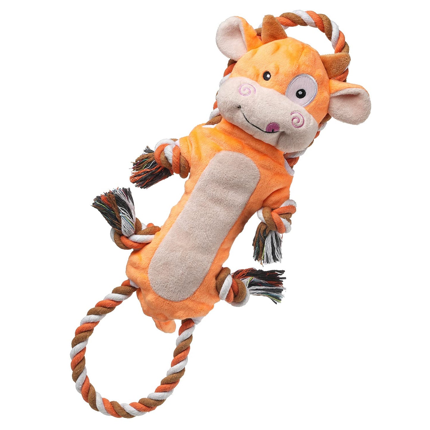 Dog Toys, Tug of War Dog Toys for Large Breed, Cute Squeaky Interactive Dogs Toy with Crinkle Paper, Plush Puppy Chew Toy for Small, Middle, Big Dogs (Cow-SS)