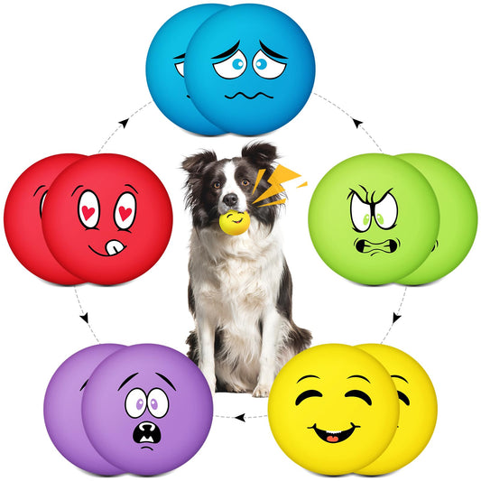 Hungdao 10 Pcs 2.8Inch Dog Squeaky Toys for Medium Breeds Funny Latex Squeaky Dog Balls Soft Rubber Cute Interactive Fetch Puppy Toys Balls for Small Medium Puppy Breeds Training