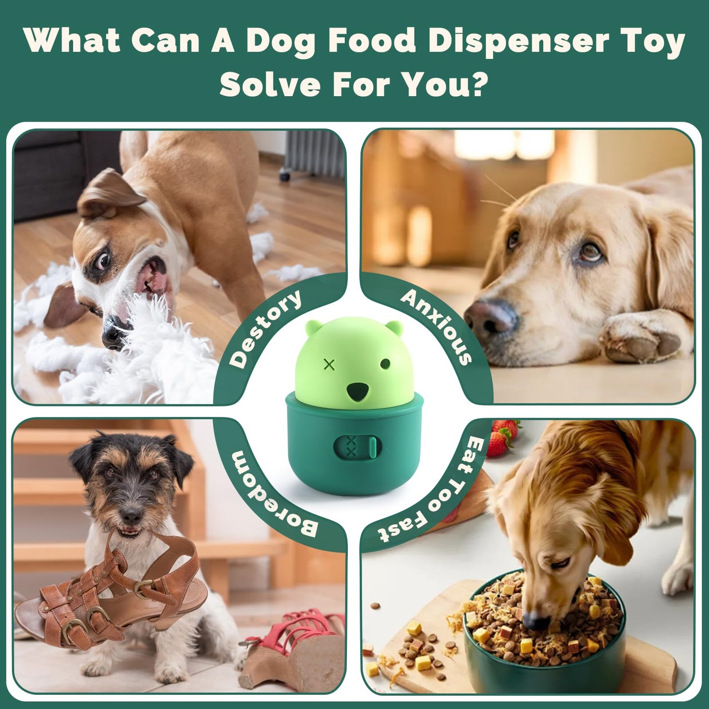 Silicone Dog Slow Feeder Toy - Interactive Puzzle Feeder & Food Dispenser for Small & Large Dogs - Enrichment Toys for Mental Stimulation - Fun Puppy Chew Toys & Cat Treat Dispenser to Keep Pets Busy