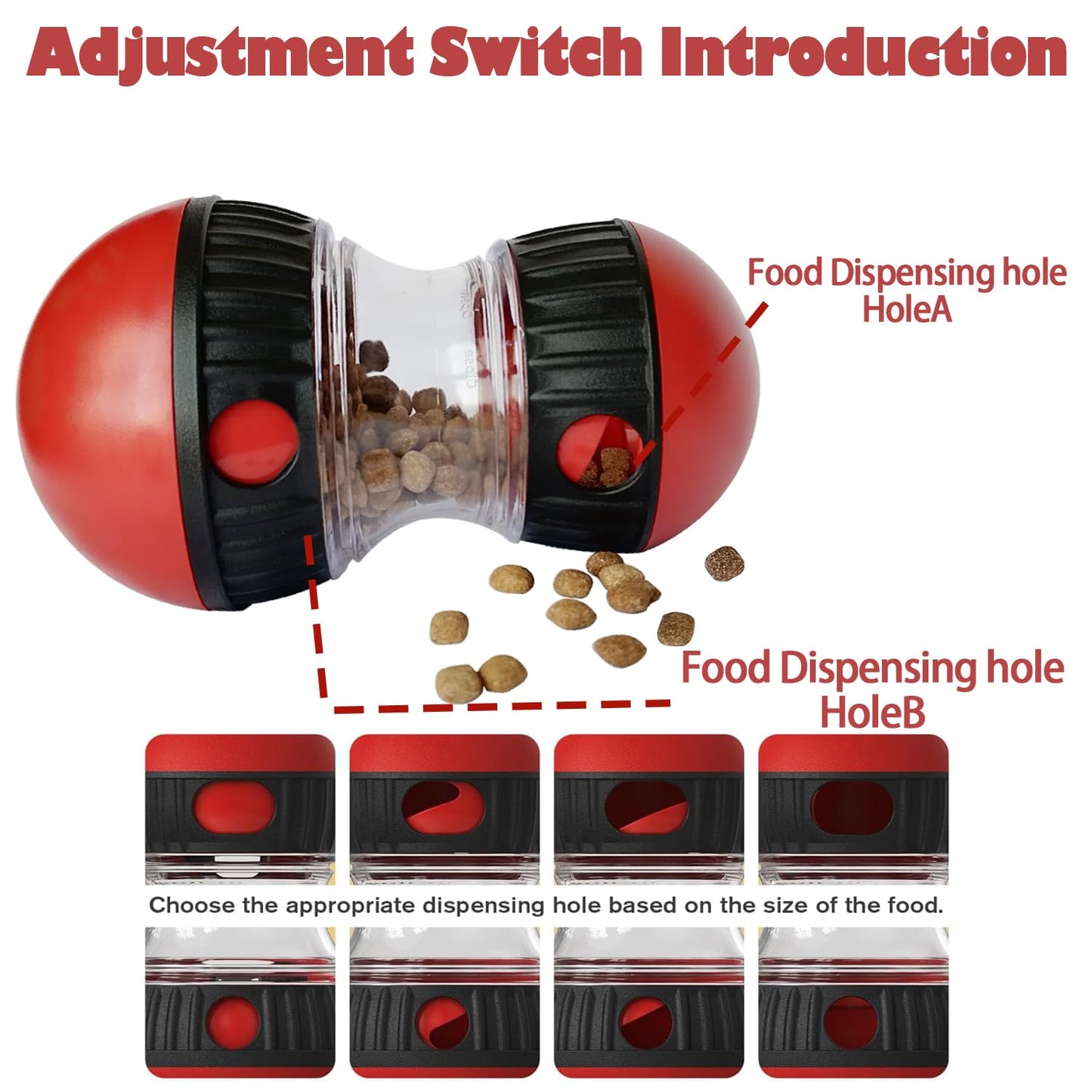 Meng Dog Food Puzzle Toys, Adjustable Dog Treat Dispensing Dogs Toys, Interactive Chase Slow Feeder for Boredom and Stimulating, IQ Training for Small Medium Dogs