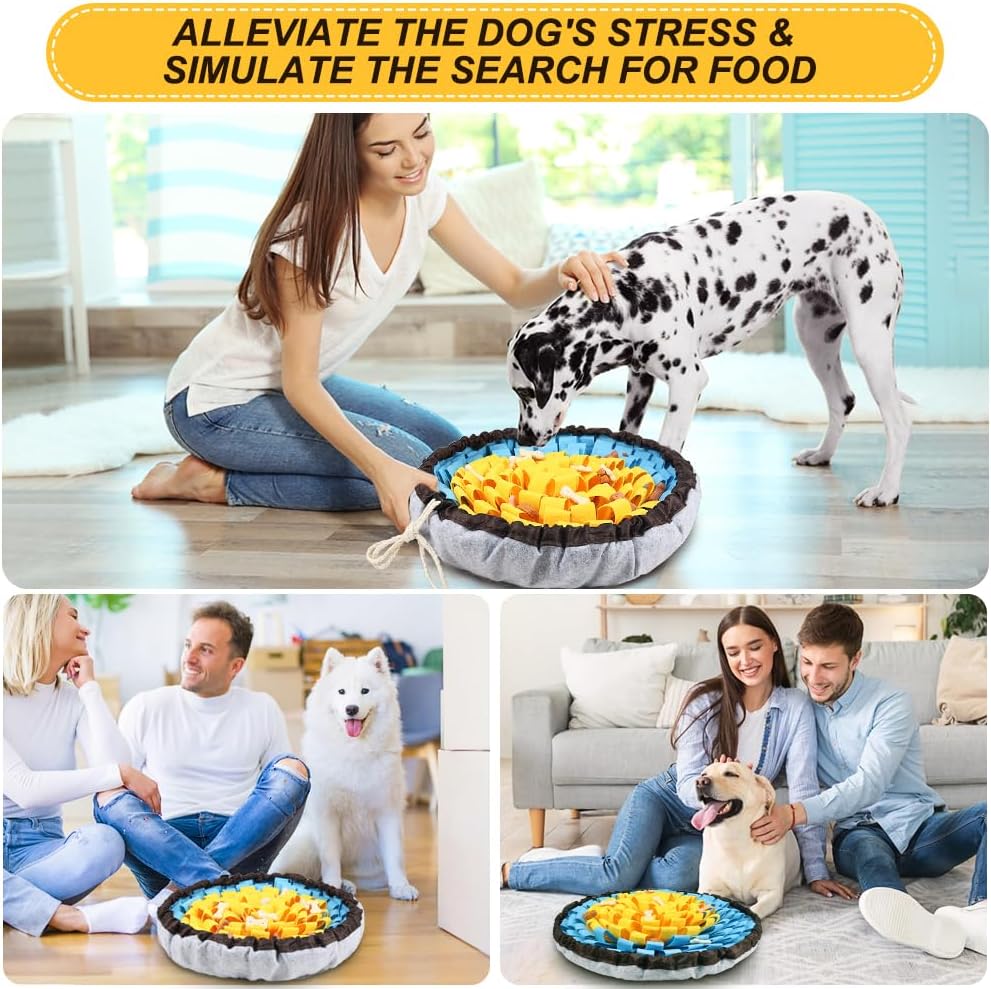 SZEE Snuffle Mat for Dogs, Adjustable Sniffing Mat for Smell Training and Slow Eating, Dog Snuffle Pad for Mental Stimulation and Enrichment, Interactive Toys for Pets (Yellow and Blue)