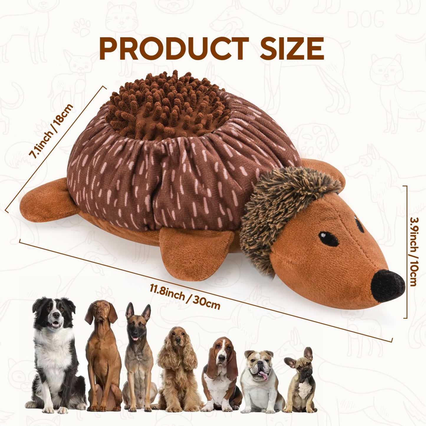 LIFLIX 2 in1 Interactive Hedgehog Dog Toy, Plush Dog Treat Puzzle Toy, Enrichment Toys for Puppy