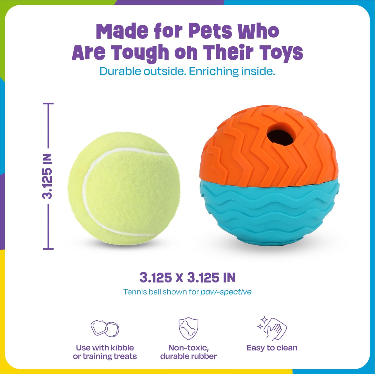 Brightkins Tough & Tumble 2-Piece Texture Ball Small, Enrichment Puppy Essentials, Dog Birthday Treat Pouch Gifts, Training Dog Accessories, Travel Squeez Pouch, Slow Feeder Dispensing Container