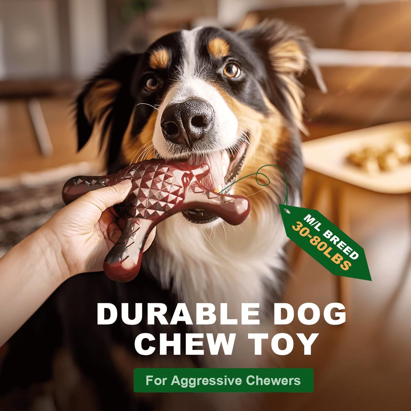 Quizvi Tough Dog Chew Toy for Aggressive Chewers – Durable Bacon Flavored Nylon Bone for Large Dogs, Fillable Dental Toy for Teething, Indoor Chewing & Crate Training, Boredom Relief Gift