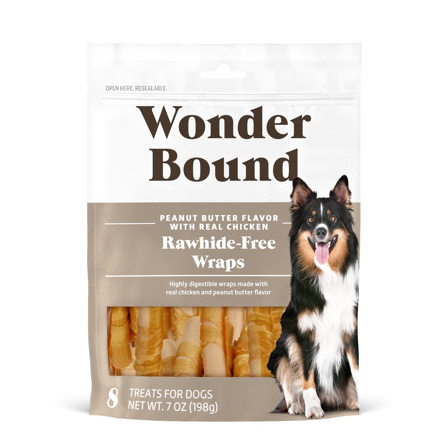 Wonder Bound Chicken Wrapped Medium Sticks, Peanut Butter Flavor - 8 Count - Rawhide-Free Dog Treats, Dental Health Chews for Plaque & Tartar Control, Easy to Digest, Long-Lasting