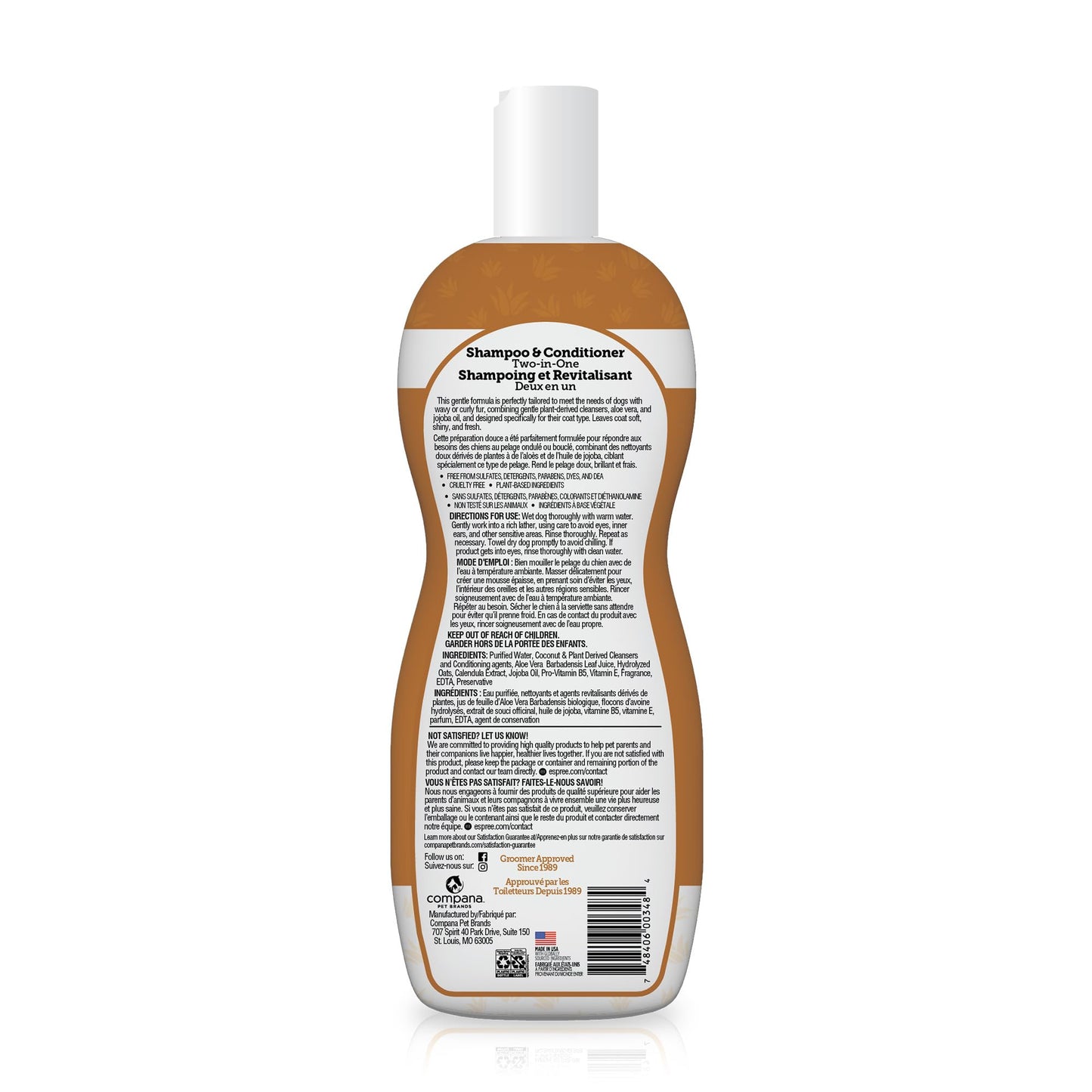 Espree Wavy Curly Coat Shampoo & Conditioner, Curl Detangling Shampoo, Perfect for Goldendoodles & Poodles, Formulated with Aloe Vera, Sulfate-Free, Paraben-Free, Harsh Chemical and Dye-Free, 20oz