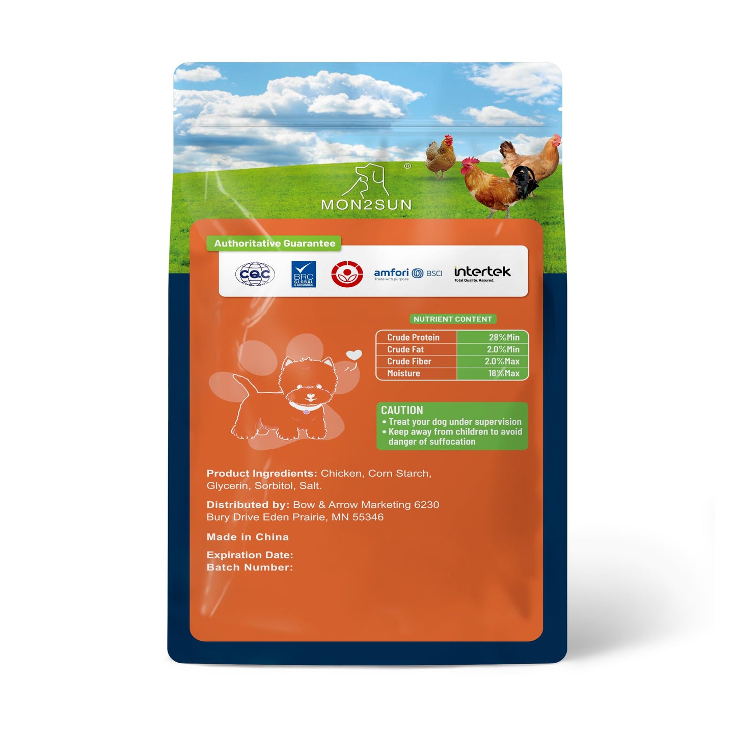 MON2SUN Dog Treats, Chicken Wrapped Calcium Bones Without Rawhide, 2.3 Inch Training Treats for Teeth Cleaning and Fresh Breath, Chews for Puppy and Small Dogs (28 Count - Pack of 1)