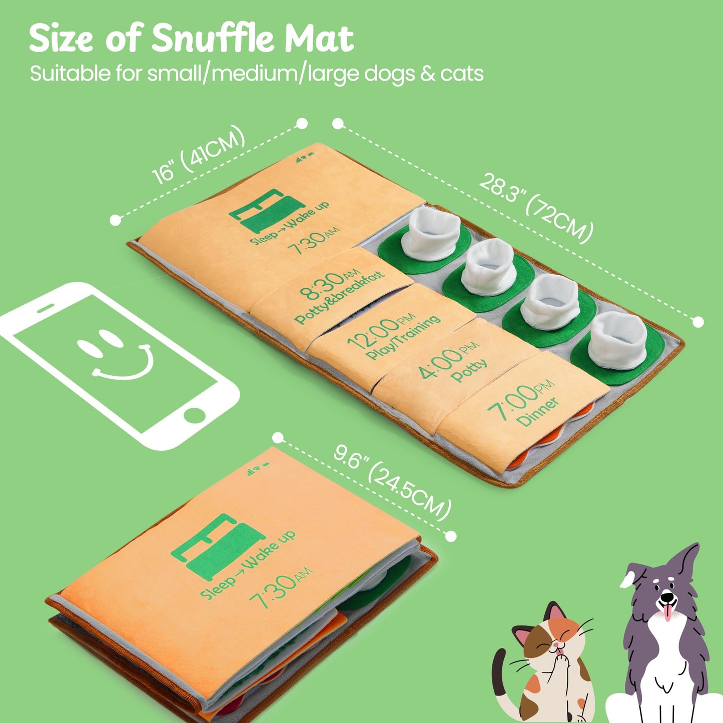 Nocciola Snuffle Mat for Dogs, 28" x 16" Enrichment Large Dog Toy Phone Alarm Clock Design Slow Feeder Mental Stimulation Dog Hide and Seek Dog Puzzle Sniff Mat Toys for Small Medium Large Dogs