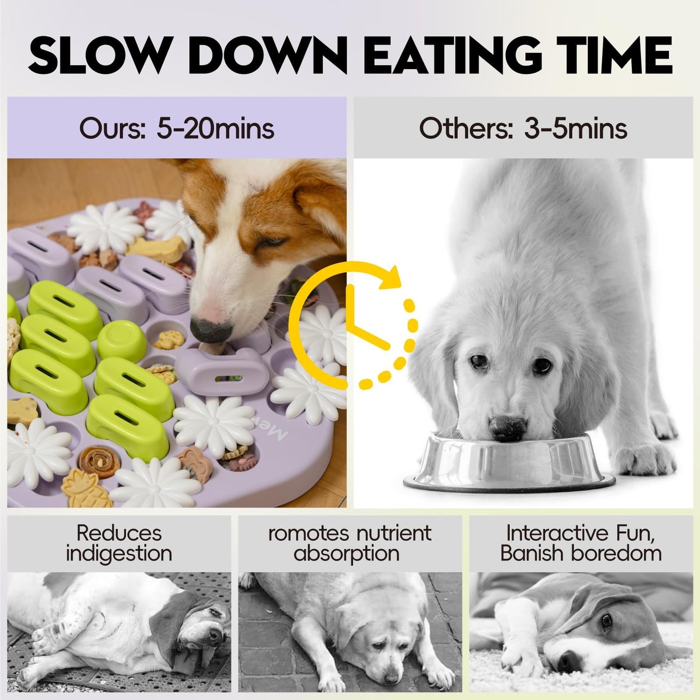 MEWOOFUN Dog Puzzle Toy for Smart Dogs, Level 3 Enrichment Toys for Pets IQ Training, Cat Slow Feeder Interactive Toys Cat Treat Puzzle for All Breeds (Two-Color Feeder)