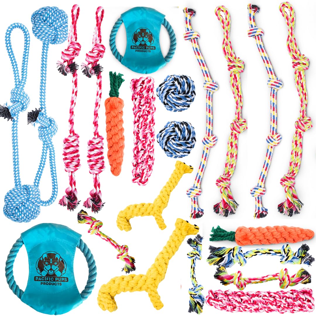 Pacific Pups Products Dog Rope Toys for Medium Dogs 11 Pack (2 Pack)