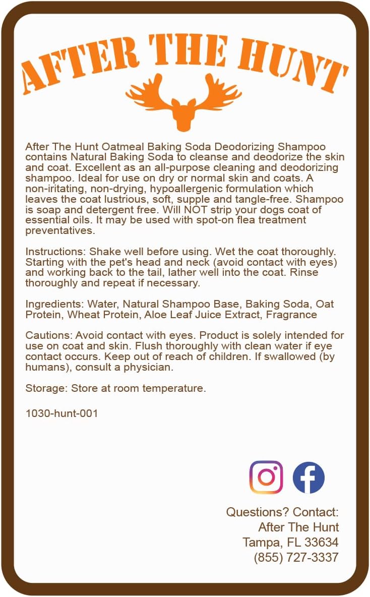 After The Hunt Complete Hunting Dog Shampoo System - 3 Pack - Unscented - Chamomile & Oatmeal - Deodorizing - 8 oz Each