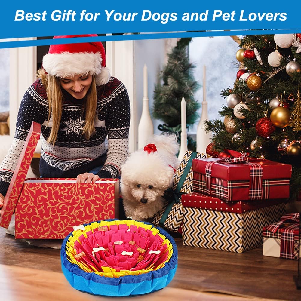 Vivifying Snuffle Mat for Dogs, Interactive Dog Enrichment Toys for Boredom and Mental Stimulation, Adjustable Sniff Mat for Slow Eating and Keep Busy (Red & Yellow)